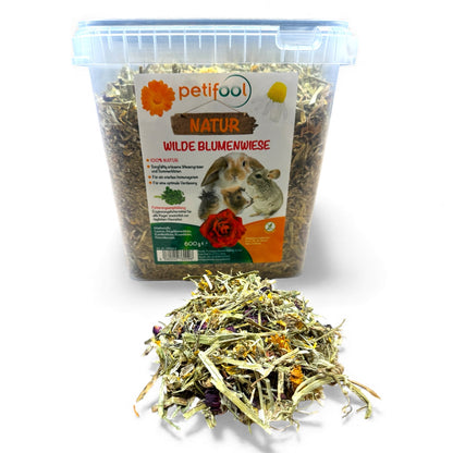 Wilde Blumenwiese – Ergänzungsfutter mit Gräsern und Blüten